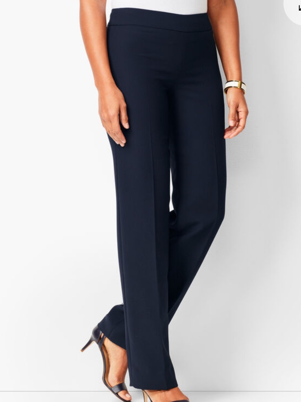 Talbots Black Plus-Size Seasonless Crepe Wide-Leg Career Pants/Trousers Sz 22P